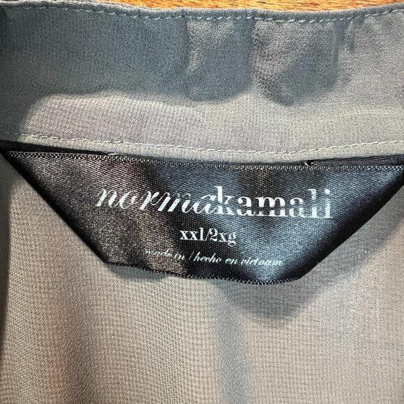Norma Kamali Blouse Womens XXL Gray Sheer Button Down Ruffle Bib Whimsical - Picture 8 of 10